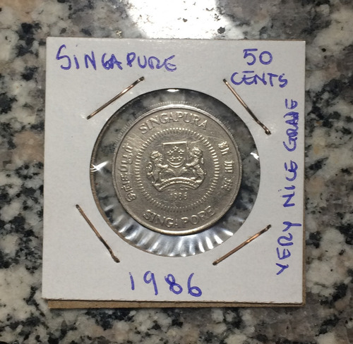 Moneda Singapure 50 Cents  Very Nice Grade 1986  .