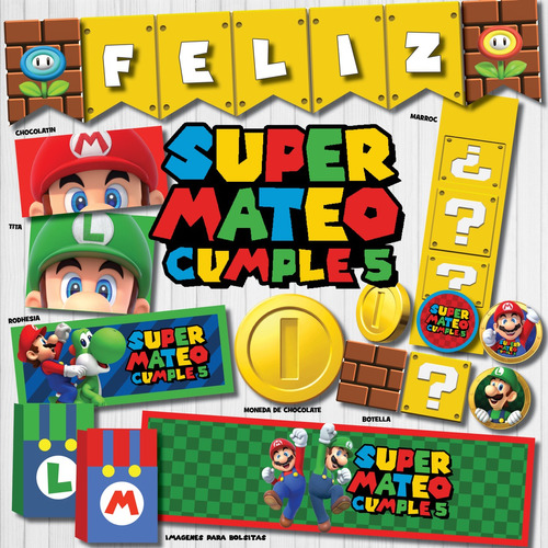 Kit Imprimible Personalizado Super Mario Candy Deco Invitaci