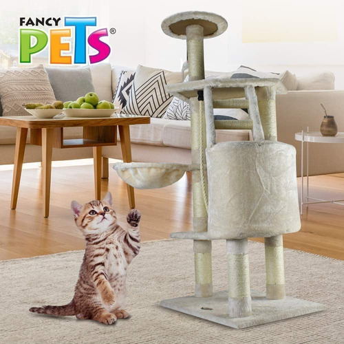 Mueble Casa Hamaca Gato 120cm Madera/felpa Fancy Pets Color Beige