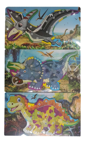 3 Rompecabezas Dinosaurios Montessori Números 1 Al 20