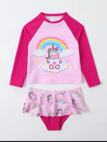 Traje De Baño Niña Diseño Unicornio De 2 Piezas 