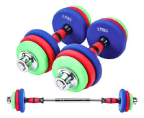 Comprar Set Mancuernas Y Barra 20kg Colores Acero Neopreno Marca Boomfit Modelo 220bf 4 Discos De 1kg 4 Discos De 1.25kg-4 Discos De 1.75kg 2 Barras Agarre Texturizado 4 Seguros 1 Barra Extensora Llave L