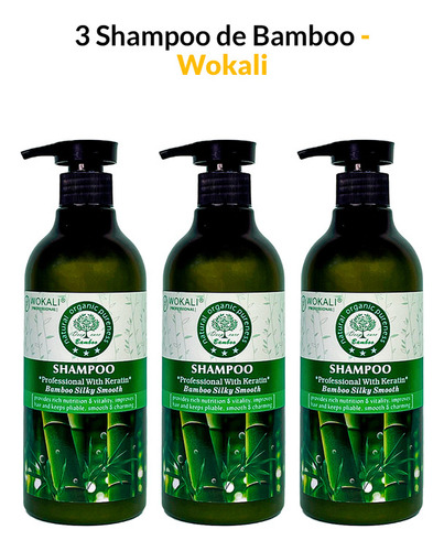 3 Shampoo De Bamboo 550ml - Wokali