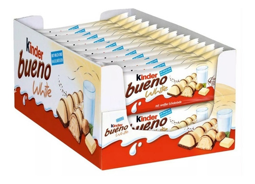 Caixa Chocolate Branco White Kinder Bueno - 30 Unid. X 39g