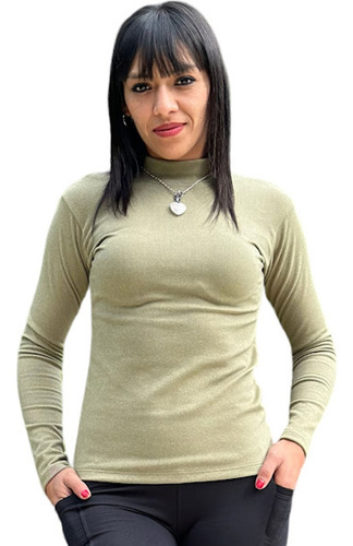  Polera Térmica Mujer Frisada Cuello Alto  Camiseta Térmica 