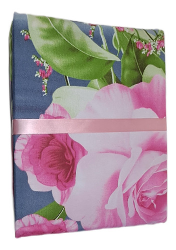 Juego Sábanas Bouquetex Amer 1 1/2 Plaza Twin 1500 Percale Gris Oscuro Floreado