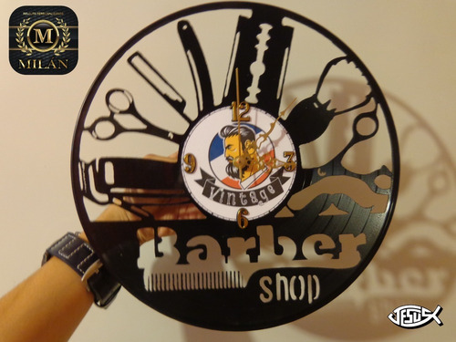 Reloj En Disco De Vinilo | Barber Shop