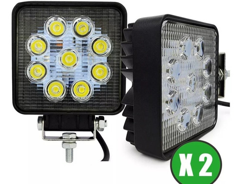 Packs 2 Pzas Foco Neblinero Led Cuadrado 9 Led Faenero 12-24