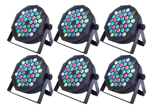 Kit 6 Refletor Par64 Led 36 Leds Cree 3w Rgbw Dmx Dj Strobo