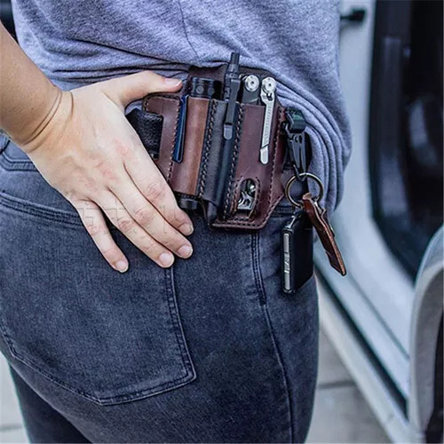 Edc Organizer, Funda Multiherramienta De Piel Con Trabilla