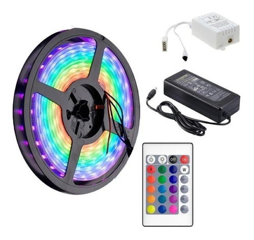 Imagen 5 de 8 de Tira Led 5050 Rgb Control Remoto Exterior 5 Mts