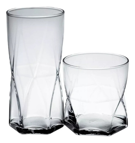 Set Vasos Vidrio Dof Rombus Whisky 4 De 465ml Y 4 De 352ml
