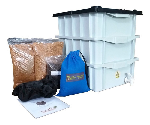 Composteira Doméstica 45 Litros Verde- 3 Caixas De 15 Litros