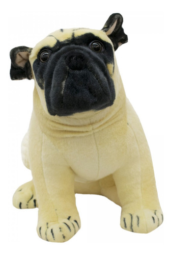 Cachorro Pug De Pelúcia Sentado 42cm Realista Top