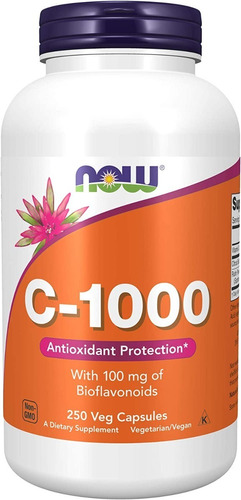 Vitamina C 1000mg 250caps Now - Unidad a $970