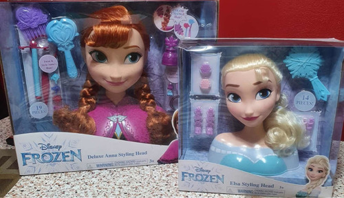 Combo Cabeza De Muñeca  Disney Frozen Princesa Ana & Elsa 