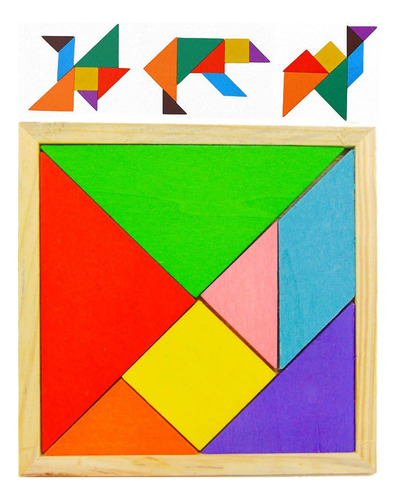 Rompecabezas Tangram Madera Juego Didactico Niños Creativos 