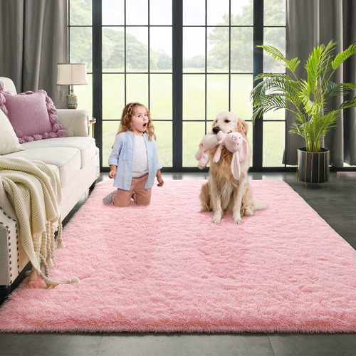 Kimicole Alfombra Rosa Bebé Para Dormitorio, Sala De Estar, 