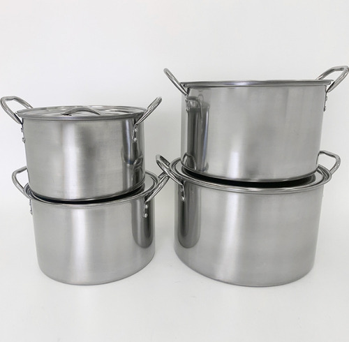4 Pcs Juego De Ollas Acero Inox Olla De Sopa Con Tapa