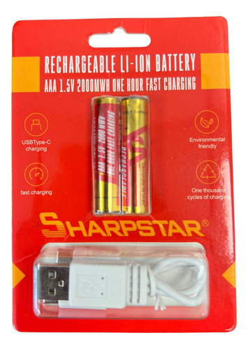 6x Baterías Recargables Aaa Usb Pilas 3a Recargables