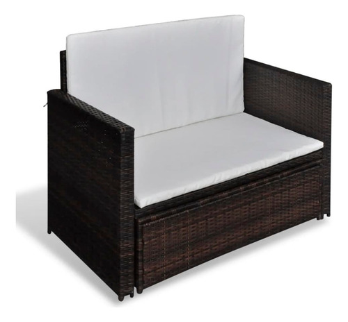 Sofá De Jardín Poly Rattan Marrón