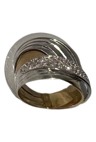 J R Joalheiro Anel De Ouro E Ouro Branco 18k Com Diamantes.