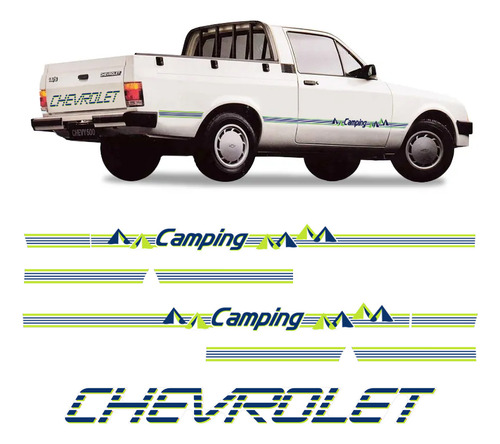 Faixa Chevy Camping 500 1993 + Adesivo Chevrolet Verde/azul