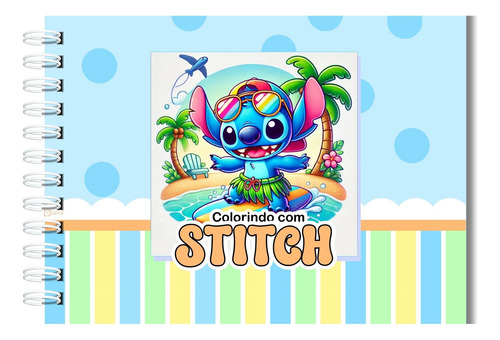 Livro De Colorir Stitch Estilo Bobbie Goods A5 Capa Dura Com Brilho Holográfico Folhas Grossas 180g Para Colorir Com Lapis Ou Canetinhas Touch