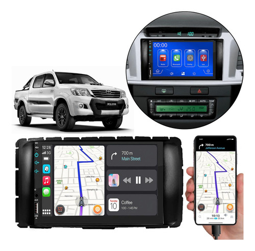 Kit Multimídia Mp5 7 Polegadas Hilux 2012-2016 Radio Bt Usb Cor Black Piano