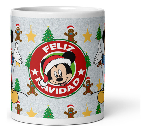 Taza Mouse Pad Y Posavaso Mickey Y Pluto Feliz Navidad Md4