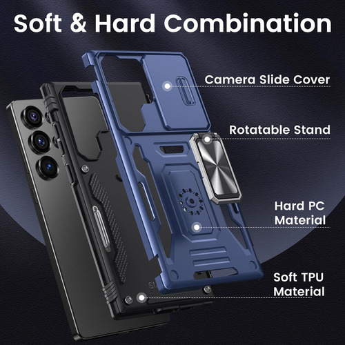 Funda Uso Rudo Cámara Para Galaxy S25 Ultra Carcasa+mica Azul Samsung Galaxy S25 Ultra