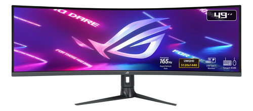 Asus Monitor Ultra Ancho Rog Strix Xg49wcr: 49, 32:9, Curvo, 165 Hz Oc, Sincronización Elmb, Displayhdr 400, 90% Dci-p3, Displayport 1.4, Tipo Usb -c, Kvm Inteligente, Displaywidget, Rj-45