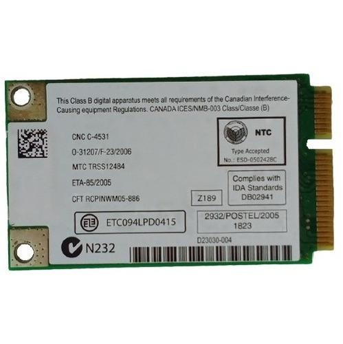 Tarjeta De Red Wifi Wireless Para Laptop Intel D2010 (Usado)