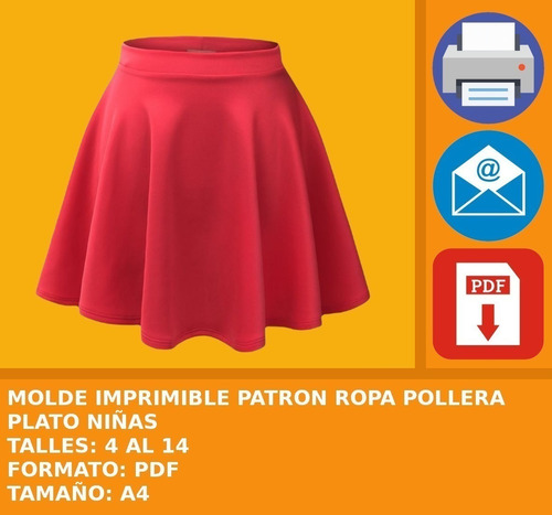 Molde Imprimible Patron Ropa Pollera Plato Niñas Promo 2x1