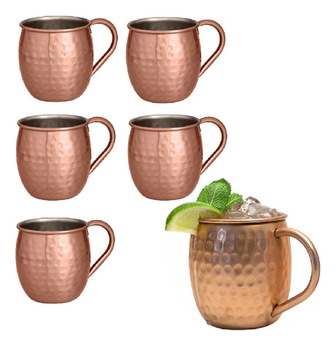 6 Canecas Moscow Mule Aço Inox 520ml Bar Drinks Profissional