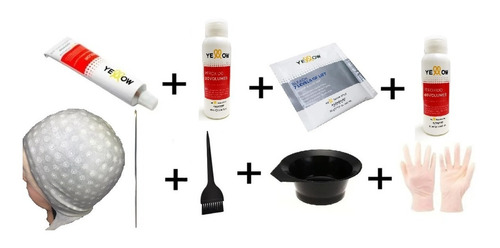 Kit Reflejos Mechas Gorro Per+ Aguja+deco+ Oxidante+ Tintura