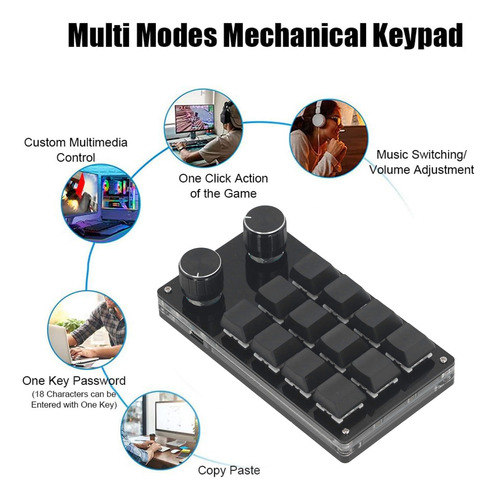 Teclado Macro Mechanical Para Videojuegos, 12 Teclas, 2 Boto