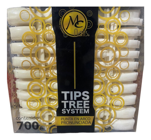 Tips Tree Syetem Punta Arco Pronunciada Blanca 700pzamcnails