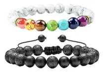Comprar Pulseras Parejas Piedras Naturales 7 Chakras Yin Yang