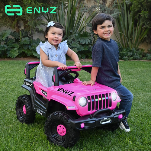 Camioneta Jeep Montable Para Niña Niño Eléctrico Carro Todo Terreno Con Control Remoto Bcx-6 Rosa Chita Enyz Luces Frontales Con Multi Led Música Bluetooth Edades De 1 A 4 Años