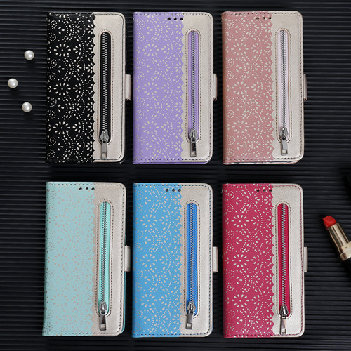 - Funda De Piel Tipo Cartera Con Cremallera Para Samsung
