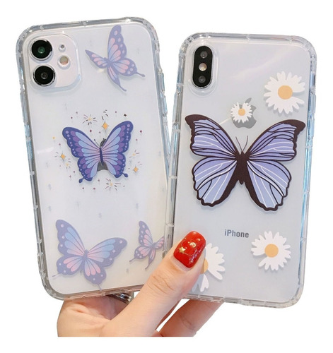 Funda Compatible iPhone X Xs Xr 11 12 Pro Max Tpu Mariposa