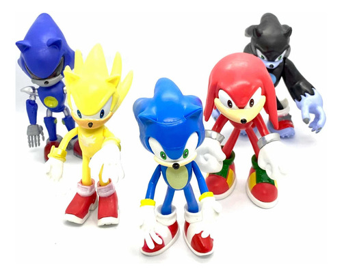 Muñecos Sonic Knuckles Super En Set X 5 Calidad ++