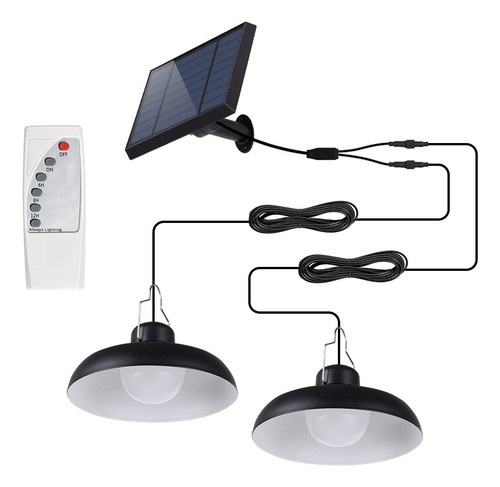 Lámpara Colgante Solar Luz Led Para Int Y Ext 2 Focos M11012
