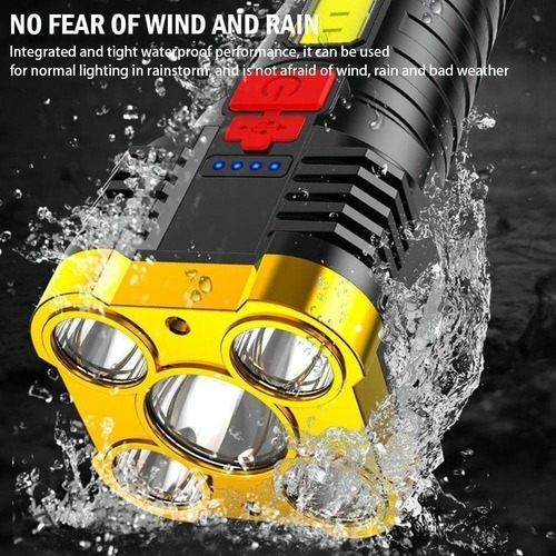 Lámpara Táctica Recargable Impermeable Led Cob Multifunción,