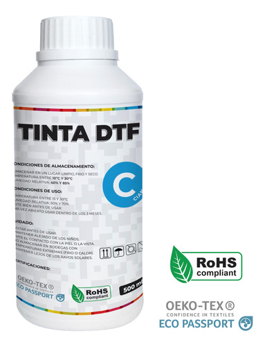 Tinta Para Dtf 500ml Premium Tinta Textil Direct To Film