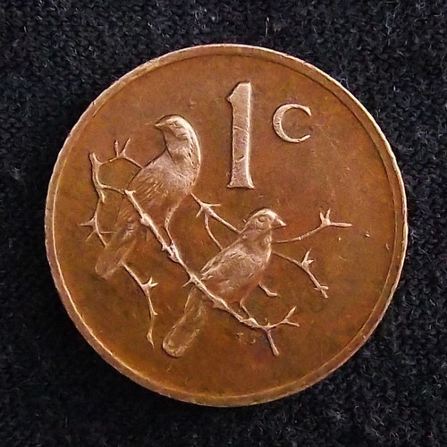 Sudáfrica 1 Cent 1980 Excelente Km 82 Aves En Una Rama