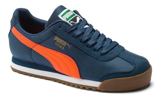 tenis puma azul con naranja
