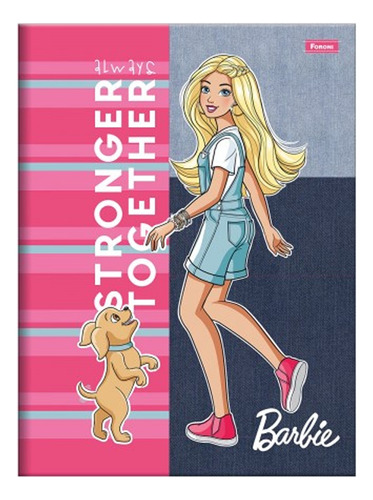 Caderno Barbie Brochura Pequeno Capa Dura 48f Escolar Menina Cor Cinza