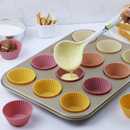 Moldes De Silicona Para Hornear Muffins Reutilizables 12 Pie